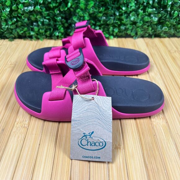 NWT Chacos K's Chillos Kids Magenta Sz 4 Slides Flip Flops - Picture 1 of 6
